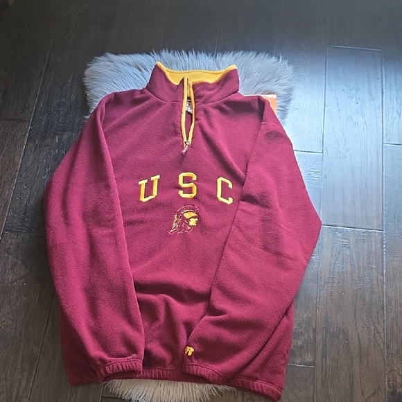 USC University Collegiate Russel Athletic Team Issue Quarter Zip Fleece Pullover